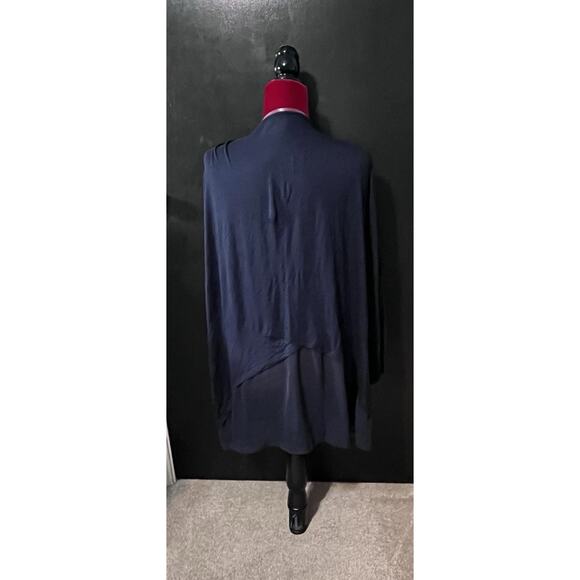 Lane Bryant NWT Navy Size 26/28 Open Front Cardigan Duster Sheer Trim - Picture 5 of 7
